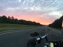 Riding across Florida as the sun came up on the final day of our coast to coast ride.