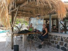 Maryellen and Kim relax in the shade