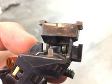 Here's another look with the switch pack off. Nothing appears to be broken. Maybe the actual switch button inside there isn't popped out anymore so the trigger button can't press it in? Stumped. Oh well, replacement switch module will be here tomorrow...