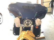 Protective socks and towel in place