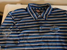 BLUE STRIPED POLO WITH H-D LOGO