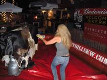 Mary rode the bull. That was funny