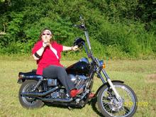 my other half on her brother Mike's bike