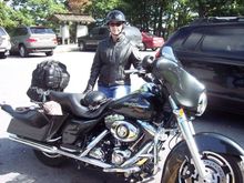 My wife taking a break on Skyline Drive