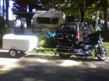 HAULING INTO CAMPGROUNDS WITH TRAILER,STILL NEED TO PAINT THE TRAILER HARLEY BLACK