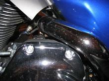 left pipe &amp; cut heat shield, closer view