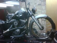 Fat Katz makes the nicest fenders. Cut this one up a little bit. 23" front looks rite at home under there.