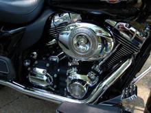 Right side you can see the V&amp;H TD Head Pipes. You can't see the Arlen Ness BigSucker under the stock football.