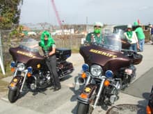 green 350 st pats parade . well i almost got away with the bikes