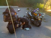 Roadside repairs, it was a Harley trip after all!
