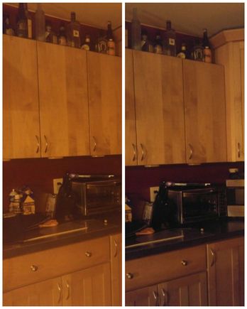 Tried to show how they illuminate a space but it didn't turn out great.  The 3W is on the left and is quite a bit brighter in the room in real life.