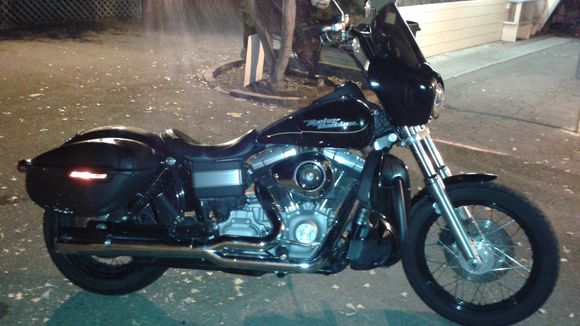 This is my 2009 fxdb but due to some college chick o the phone switching lane without looking took me out on the freeway. So she is dead but i got a new bike and a FAT ASS INSURANCE Check for the bike and insurance company .  but i paid for it with broken bone and sholder operation.