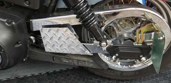 Made bracket/plate to fit swingarm bag.