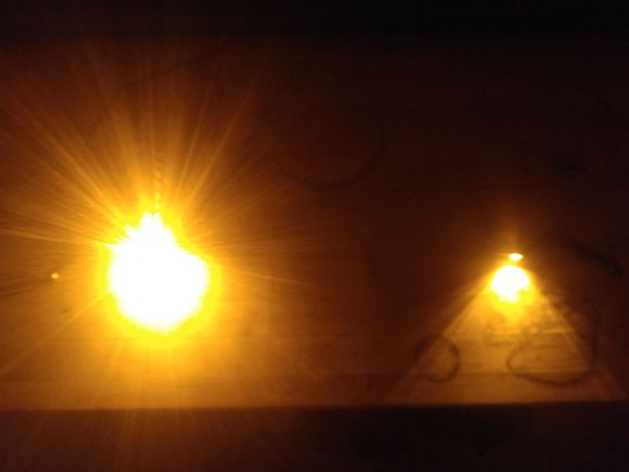 This from above, about 85 degrees off axis.  You can see the beam angles.  They are conical so the off axis dimming applies to rotation of the controls or bars fore/aft or to high riding vehicles.