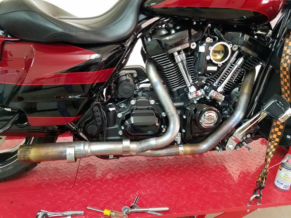 I love the Jackpot 2/1/1 head pipe. It's a perfect fit and retains the stock look. 