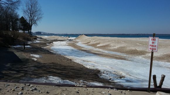 The shore of Lake Huron looking west.
And yes, those are snow and ice mounds on the shoreline!