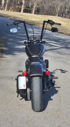 Skinnier bars and a fatter rear tire. 