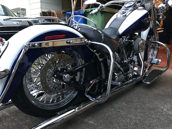 With the new rear tire.  I kind of like the profile being a closer match to the front as far a profile and the bike rode normal.  Kickstand is completely useless now, I’ll have to get a shortened one or cut and weld this one.  Another thread for another day. 