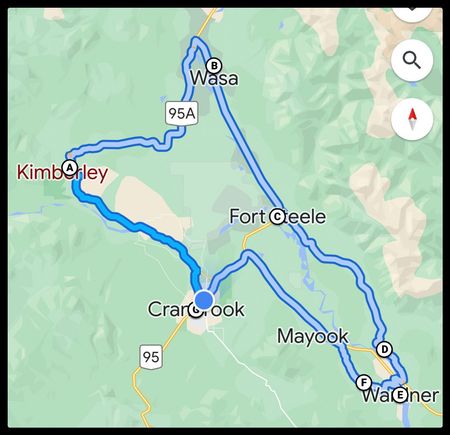 … it’s about two hours of riding… But I’ll spend four hours doing it… Stop for coffee in Kimberly, and again in Fort Steele…I won’t get up here on the bike again this year, so I will do my SundayRounder up against The Rocky Mountains… Next Saturday I ride back to the coast, stay a week … And drive my car back up for October… I have a bunch of work to do up here this fall.