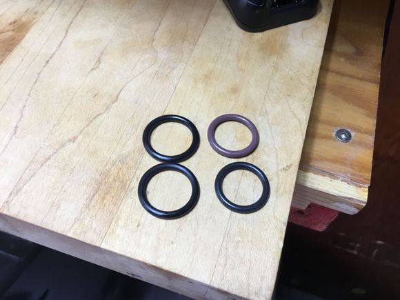 The brown one in the upper right is from the Rockout kit. Bottom right is from James gasket.