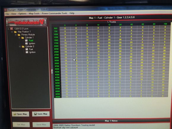 Cyl. 1 fuel tables