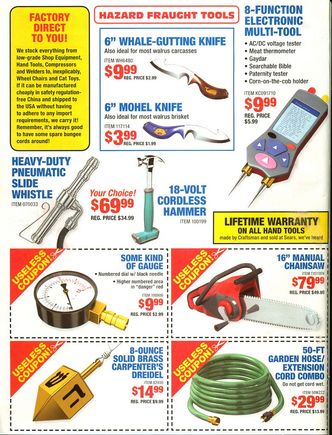 Bob, see if you might pick up one of those garden hose/extension cord combos while you're there.