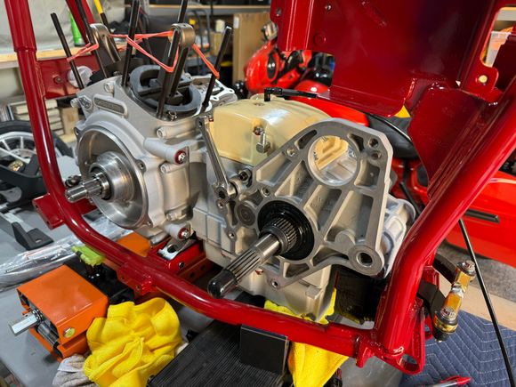 Finally found the quad seal in my stack of shit so I could get the backside of the trans covered up.  Going with the Bearing conversion for the race.  