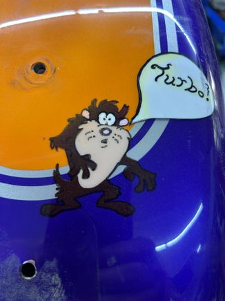I painted this on back in 1997 and I 'm going to keep it on the rear fender !