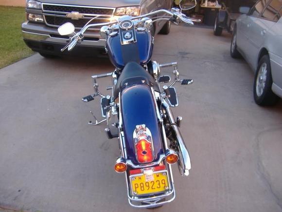 Beach Bar &amp; Chrome Controls, Add-On some Long Horn Hwy Peg's, Relocate License Plate with 6" straight Bracket. Utility Light' from Auto Zone Parts Store.