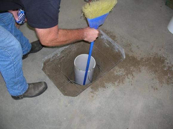 8" PVC pipe installed in the floor so that the lift can be removed if needed