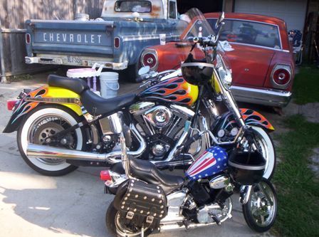 63 Chevy,65 Ford,96 Heritage,son's bike