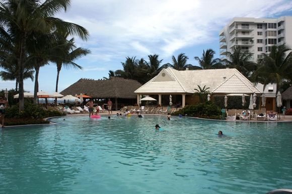 One of several pools on the property