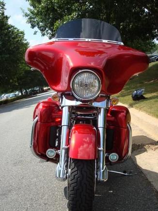 Caliper mounted 50W driving lights from Motolight.com.