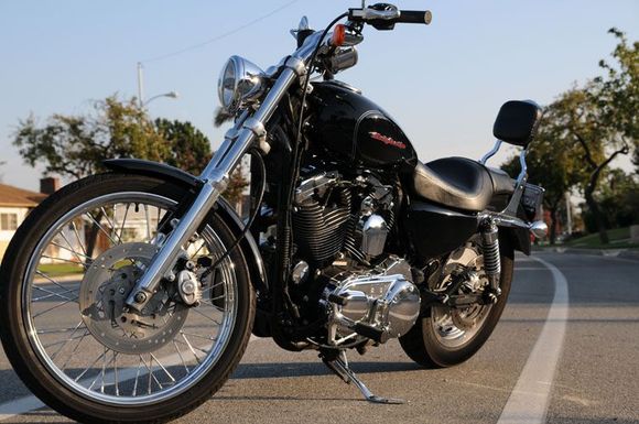 2006 XLC 1200 Vivid Black, hand-polished forks by George "The Wild Brush" pin-stripe artist ( he does allot more than mere pin-striping ).