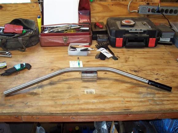 Drag Bars
Made these for my '87 Sloptail.  316 stainless steel, internal ball-bearing throttle.