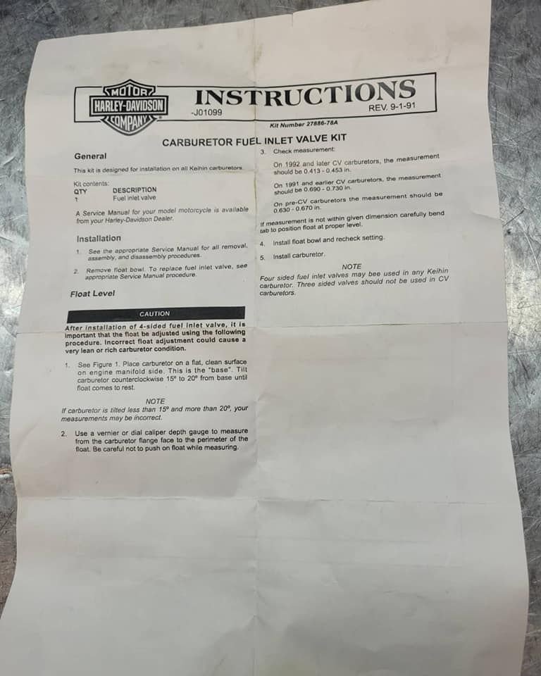 Float valve Harley Davidson Forums