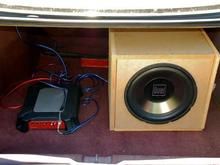 820 watt amp, 500 watt sub, Home made box