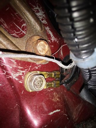 G401 ground cable behind hood cable latch. It looks good.