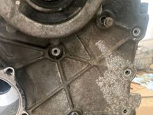 On the front timing cover, these two bolts are longer than the rest.  