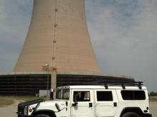 Parked in front of the south cooling tower, which is about 420ft tall.