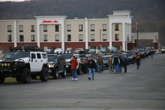 2011 ClubHummerOffroad.com April Fools Run at Rausch Creek PA (Morning lineup before heading out to RC)