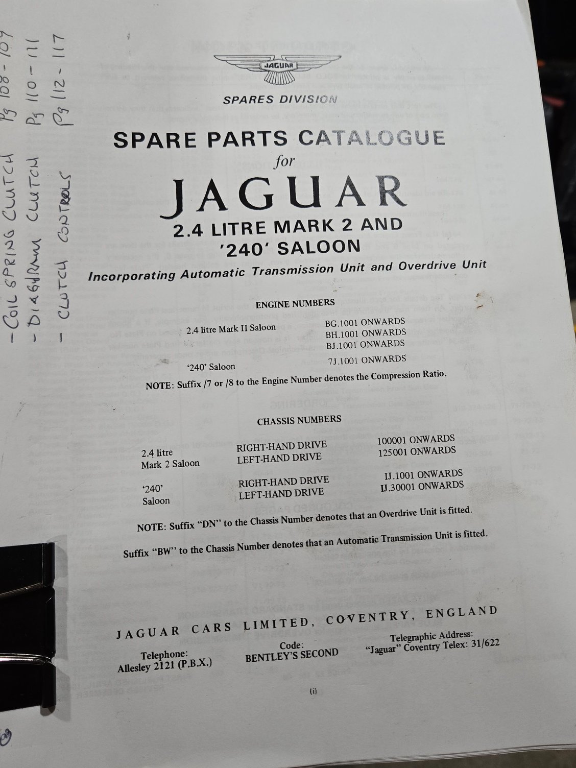 Jaguar Parts Manual that I'm using