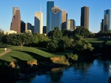 This is Houston, TX looking from the West on Buffalo Bayou