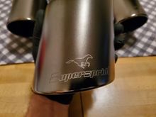 SuperSprint logo Lazer etching, gun metal grey exhaust tips