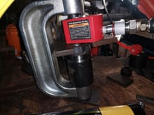 Pressing the Lower Ball joint IN w/ 10 ton hydraulic ram and Maddox ball joint clamp
