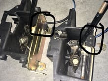 Microswitch circled. Original housing on left, replacement in right. 