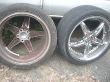 Front and back of two more wheels.