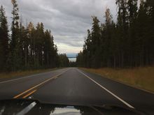 Departing Yellowstone National Park for the Grand Tetons, Wyoming.