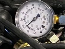 Pressure at end of fuel rail. Pressure drop gradually to 10 psi