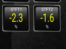 The long term and and short term fuel trims at idle